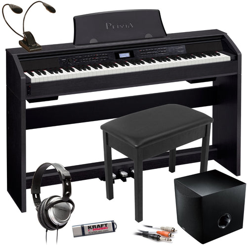 Collage of items in the Casio Privia PX-780 Digital Piano - Black COMPLETE HOME BUNDLE PLUS