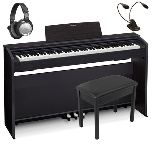 Collage of items in the Casio Privia PX-870 Digital Piano - Black COMPLETE HOME BUNDLE