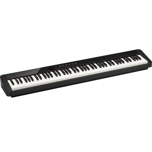 3/4 view of Casio Privia PX-S1100 Digital Piano - Black showing top, front and left side