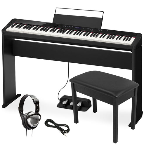 Collage of the components in the Casio PX-S3100 Digital Piano - Black COMPLETE HOME BUNDLE