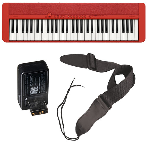 Collage image of the Casio Casiotone CT-S1 Portable Keyboard - Red WIRELESS PAK bundle