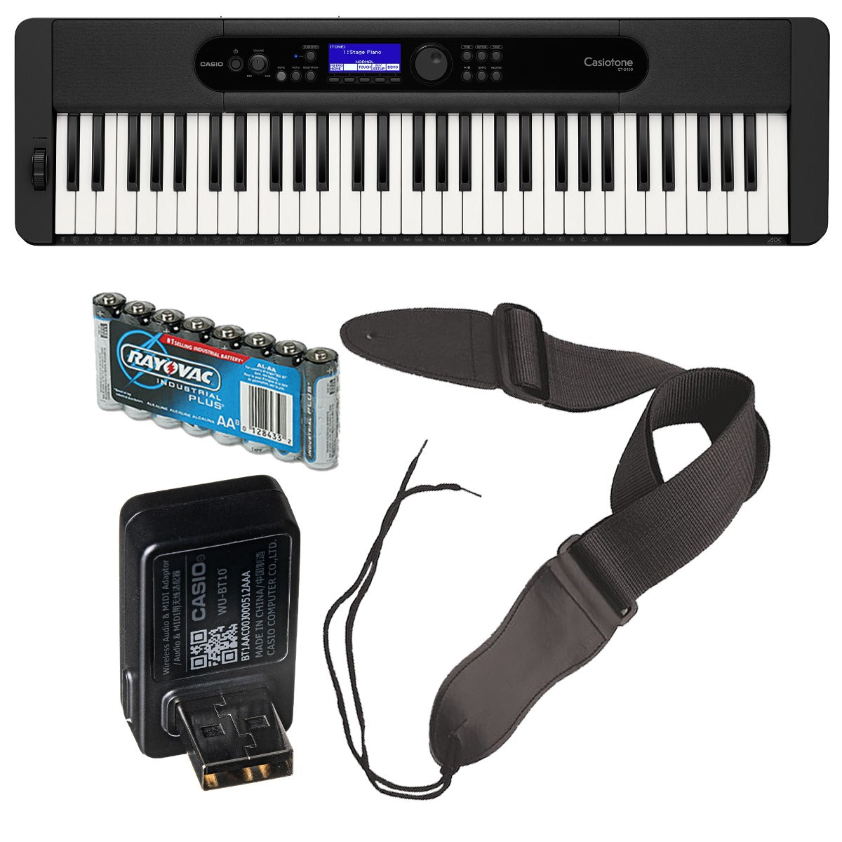 Collage image of the Casio Casiotone CT-S400 Portable Keyboard - Black WIRELESS PAK bundle