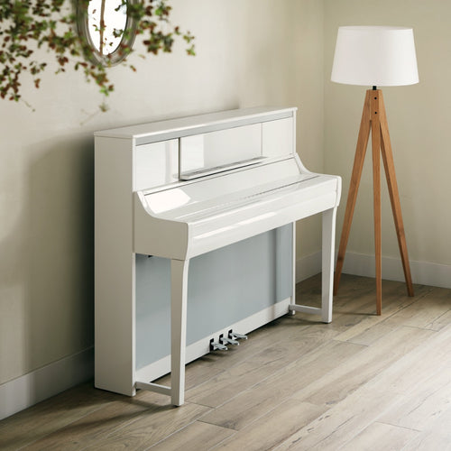 Yamaha Clavinova CSP295PWH Digital Piano with Bench - Polished White - Key Cover Closed