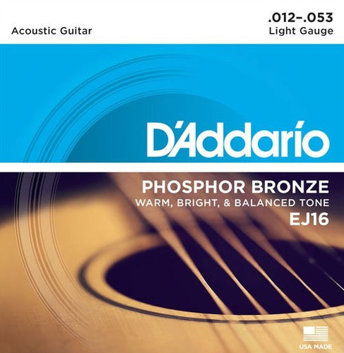 D'Addario EJ16 Phosphor Bronze Acoustic Guitar Strings - Light - 12-53