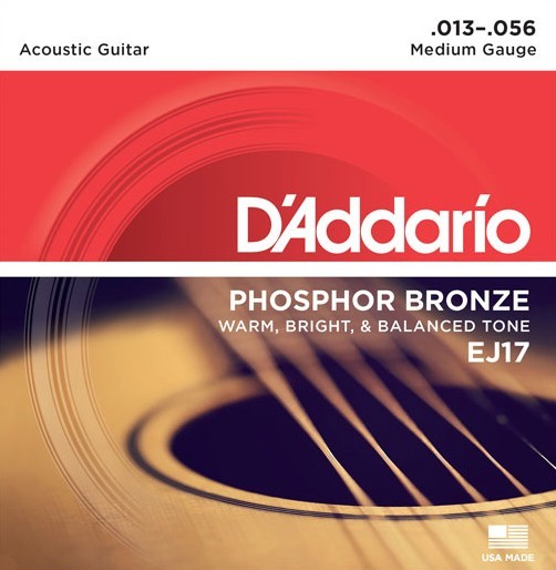 D'Addario EJ17 Phosphor Bronze Acoustic Guitar Strings - Medium - 13-56