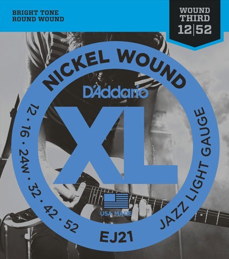D'Addario EJ21 Nickel Wound Electric Guitar Strings  - Jazz Light - 12-52