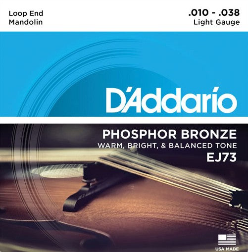 D'Addario EJ73 Phosphor Bronze Mandolin Strings - Light - 10-38