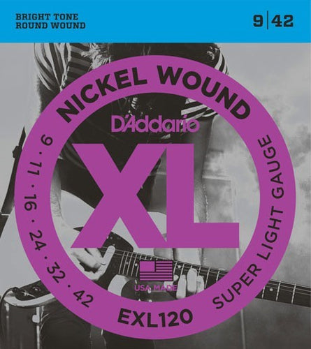 D'Addario EXL120 Nickel Wound Electric Guitar Strings  - Super Light - 9-42