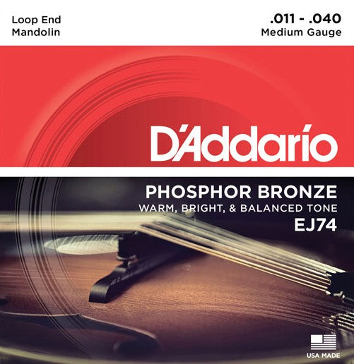D'Addario EJ74 Phosphor Bronze Mandolin Strings  - Medium - 11-40