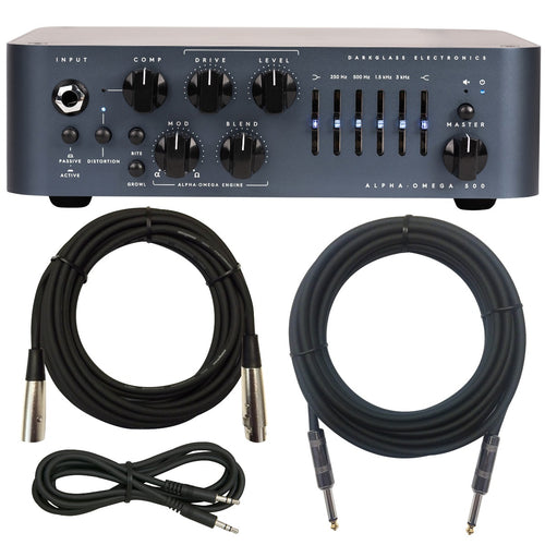 Collage image of Darkglass AO500 Bass Amp Head CABLE KIT bundle