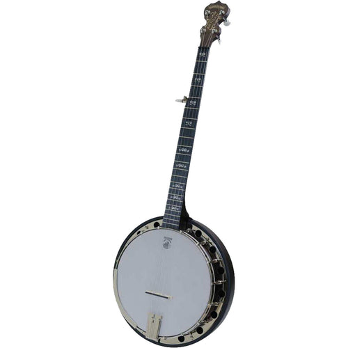 Perspective view of Deering Artisan Goodtime Two 5-String Banjo with Resonator showing top and right side
