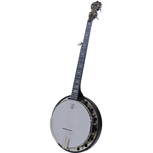 Perspective view of Deering Artisan Goodtime Special 5-String Banjo with Resonator showing top and right side
