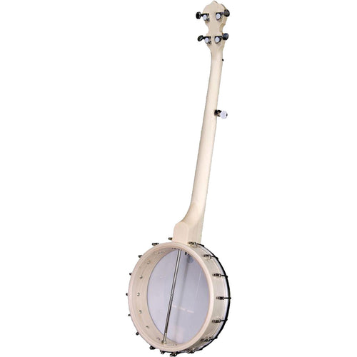 Perspective view of Deering Goodtime Openback 5-String Banjo showing back and left side