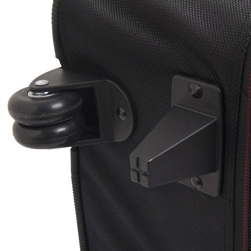 Detail view of wheel on Dexibell DX BAGS9S7PRO 88-Key Padded Keyboard Case with Wheels