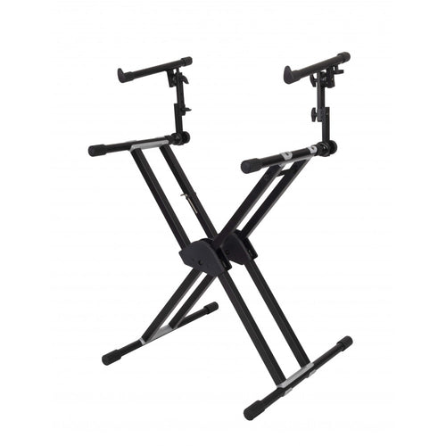 Double Braced X-Frame Keyboard Stand with 2nd Tier