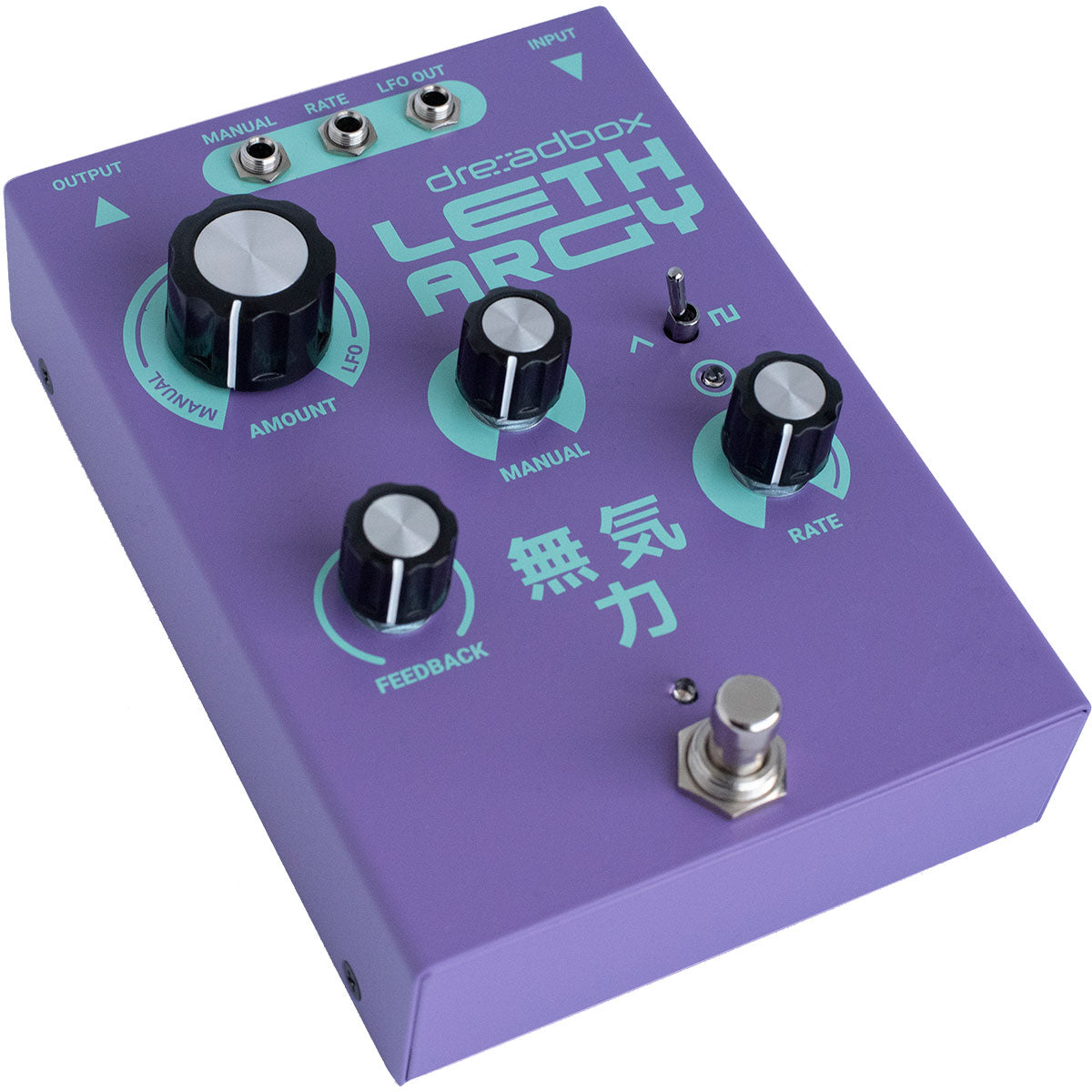 3/4 view of Dreadbox Lethargy 8-Stage OTA Phaser Effects Pedal showing top, front and left side