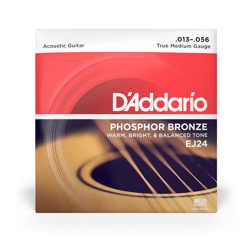 D'Addario EJ24 Phosphor Bronze Acoustic Guitar Strings, True Medium, 13-56