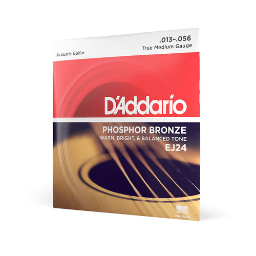 D'Addario EJ24 Phosphor Bronze Acoustic Guitar Strings, True Medium, 13-56