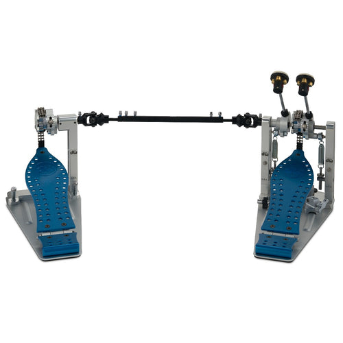 Machined Chain Drive Double Pedal with Blue footboard