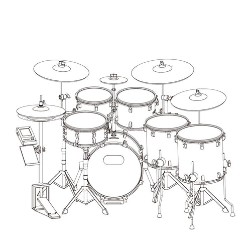 EFNOTE 5 Electronic Drum Set - White Sparkle CUSTOM Drawing 2