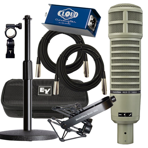 Collage of items in the the Electro-Voice RE20 Large-Diaphragm Dynamic Microphone CLOUDLIFTER BUNDLE