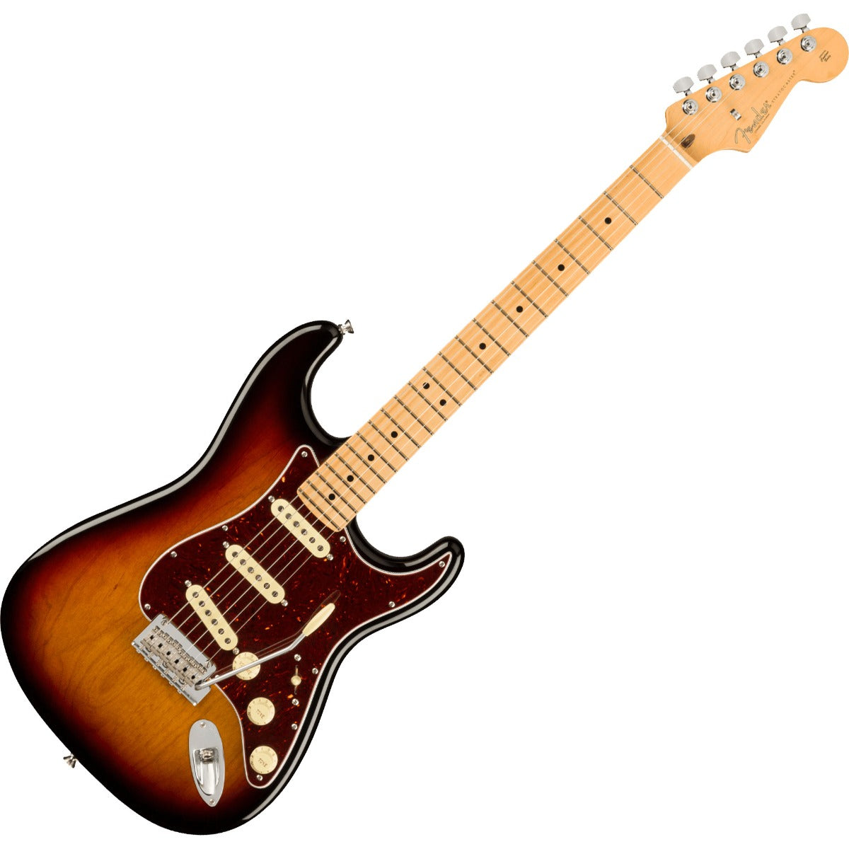 Top view of Fender American Pro II Stratocaster - Maple, 3-Color Sunburst
