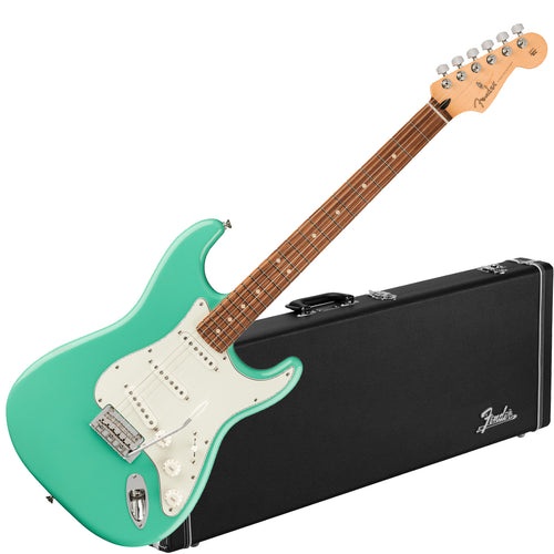Collage image of the Fender Player Stratocaster - Sea Foam Green W/ HARDCASE