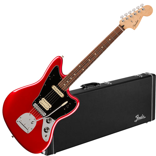 Collage image of the Fender Player Jaguar - Candy Apple Red W/ HARDCASE