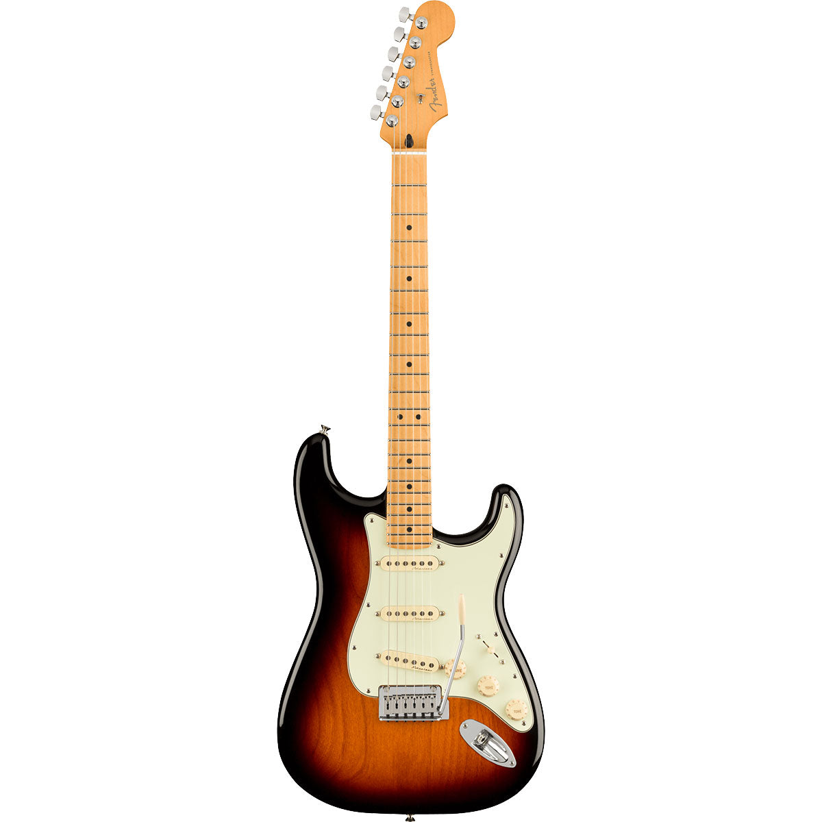 Top view of Fender Player Plus Stratocaster - Maple, 3-Color Sunburst