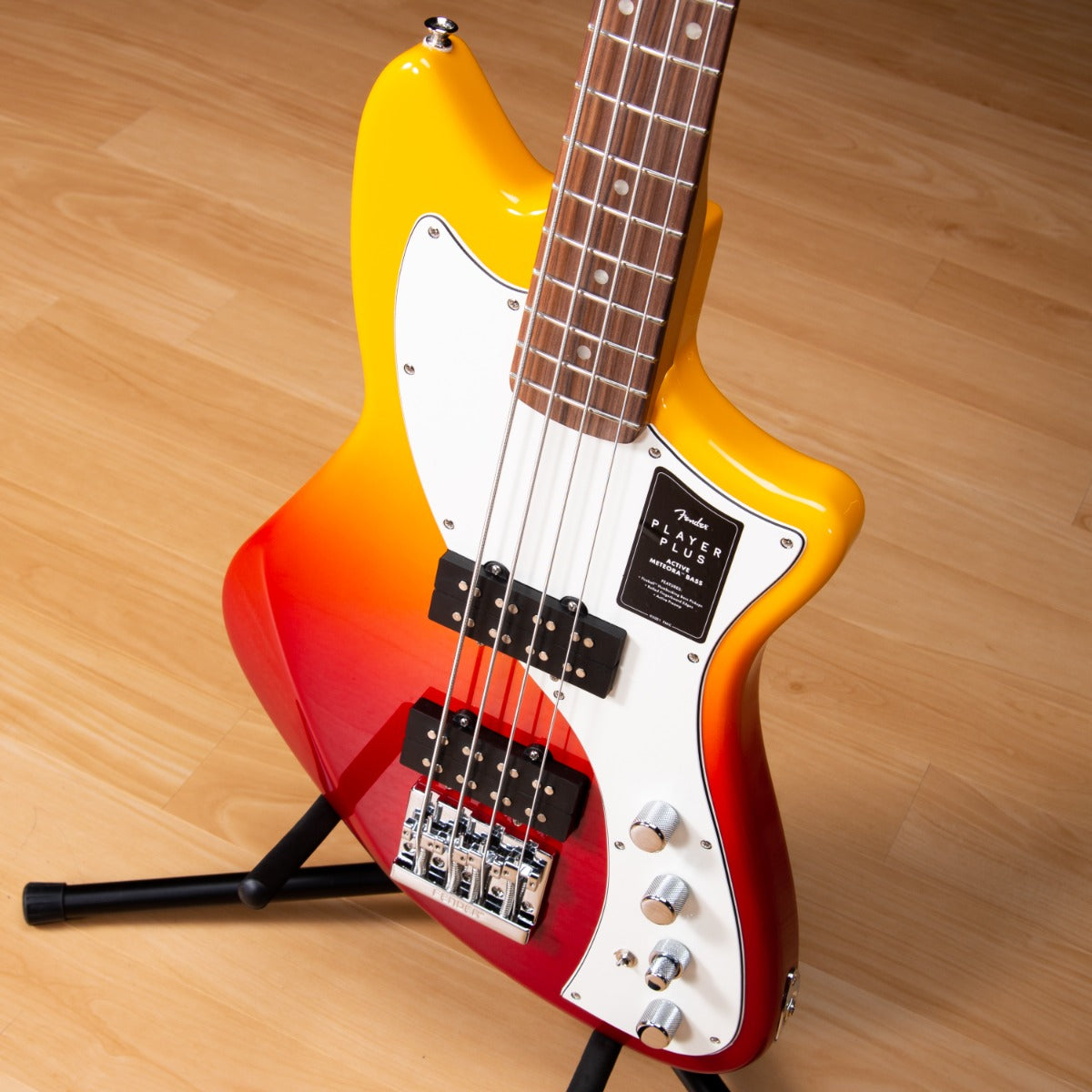Fender Player Plus Active Meteora Bass - Pau Ferro, Tequila Sunrise view 5