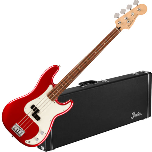 Collage image of the Fender Player Precision Bass - Candy Apple Red W/ HARDCASE