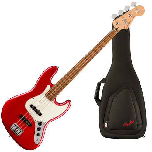 Collage image of the Fender Player Jazz Bass - Candy Apple Red W/ GIG BAG