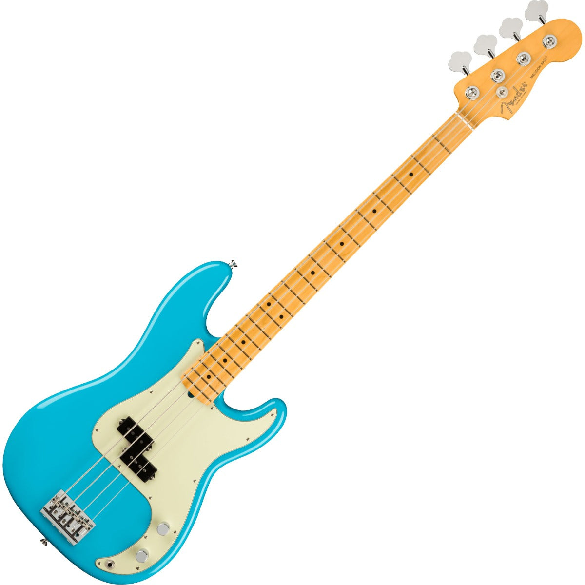 Top view of Fender American Pro II Precision Bass - Maple, Miami Blue