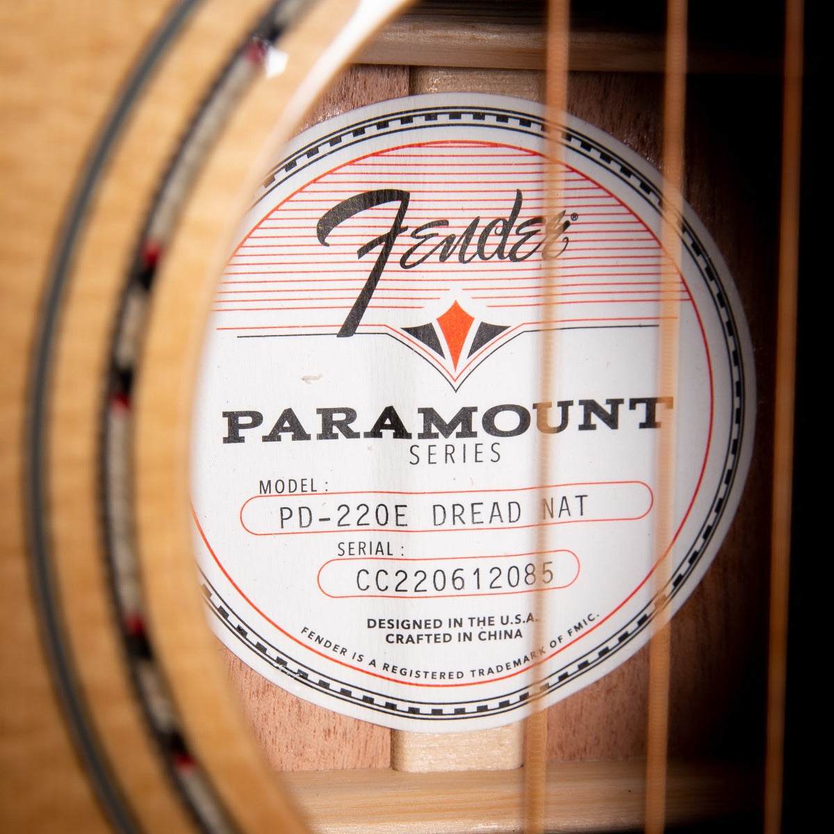 Fender Paramount PD-220E Dreadnought Acoustic-Electric Guitar - Ovangkol, Natural view 13