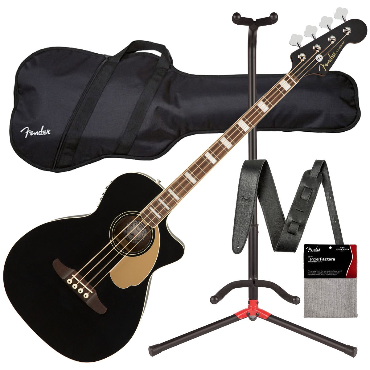 Fender Kingman Ac/El Bass - Black BASS ESSENTIALS BUNDLE – Kraft Music