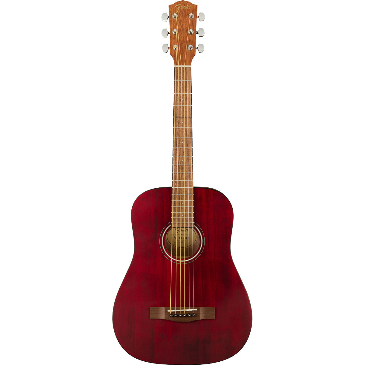 Top view of Fender FA-15 3/4 Steel Acoustic Guitar - Red