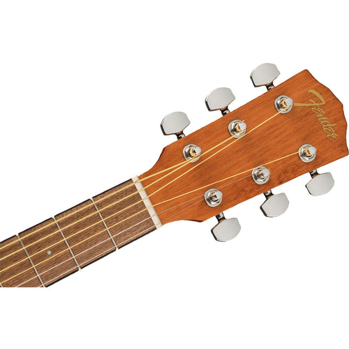 Detail view of Fender FA-15 3/4 Steel Acoustic Guitar - Green showing top of headstock