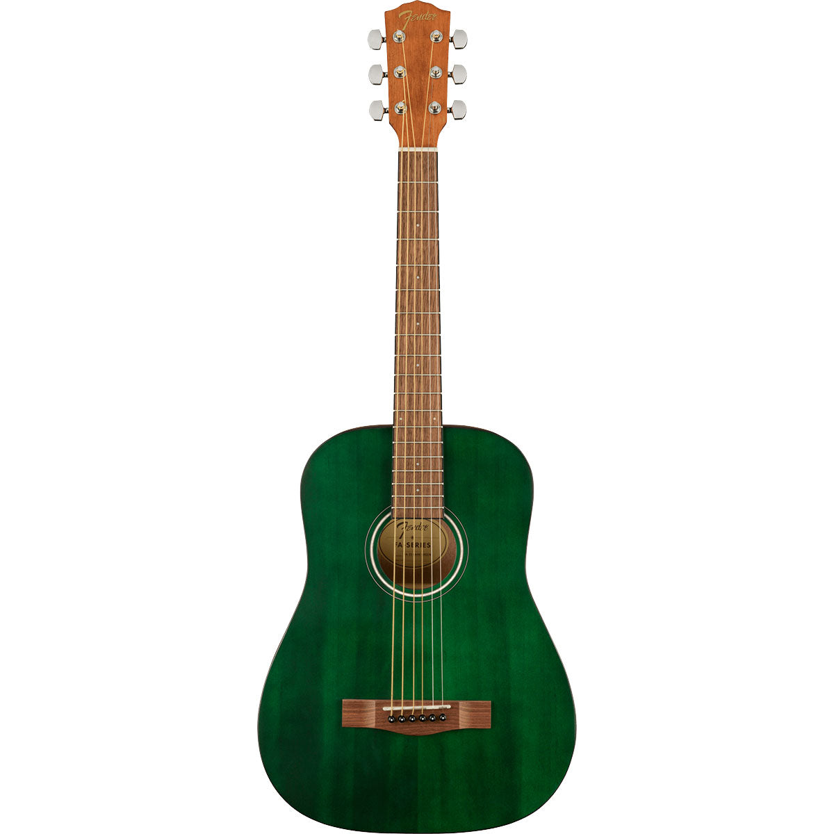 Top view of Fender FA-15 3/4 Steel Acoustic Guitar - Green
