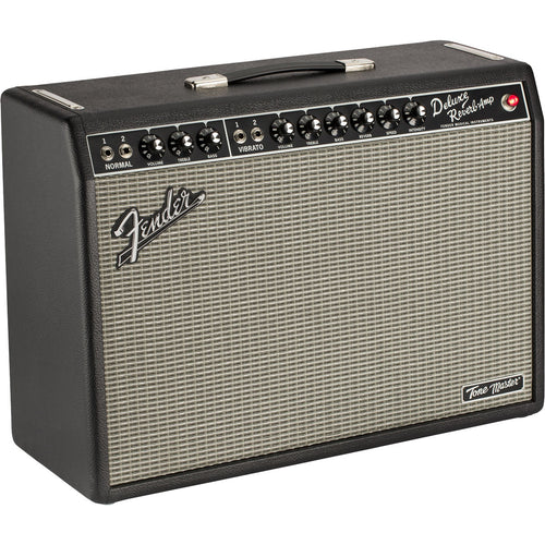 3/4 view of Fender Tone Master Deluxe Reverb Guitar Amplifier showing front, top and left side