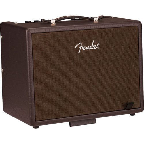 3/4 view of Fender Acoustic Junior Acoustic Guitar Amplifier tilted back on built-in kickstand showing front, left side and top