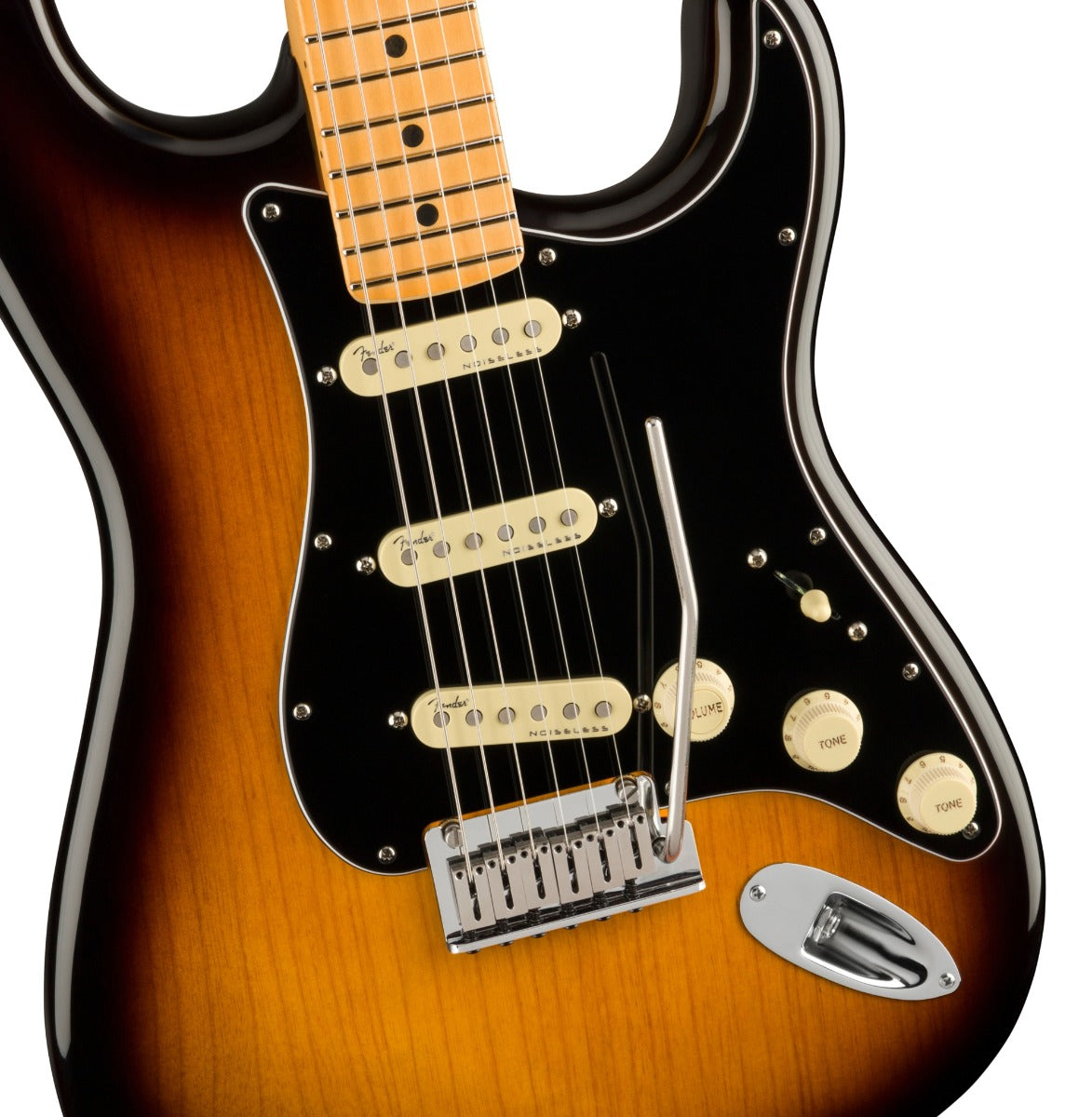 Fender American Ultra Luxe Stratocaster - Maple, 2-Color Sunburst detail