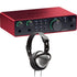 Collage showing components in Focusrite Scarlett 2i2 (4th Gen) USB Audio Interface STUDIO KIT