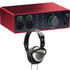 Collage showing components in Focusrite Scarlett 4i4 (4th Gen) USB Audio Interface STUDIO KIT