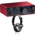 Collage showing components in Focusrite Scarlett Solo (4th Gen) USB Audio Interface STUDIO KIT
