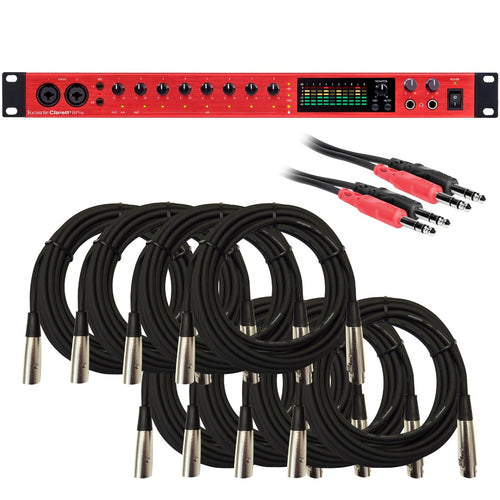 Collage showing components in Focusrite Clarett+ 8Pre USB Audio Interface CABLE KIT