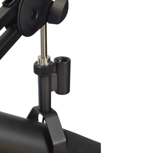 Closeup image of the mic attachment for the Gator Frameworks Desktop Mic Boom Stand 