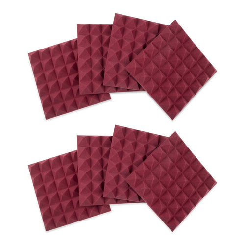 Collective image of the Gator Frameworks 8 Pack of 12x12" Acoustic Pyramid Panels - Burgundy