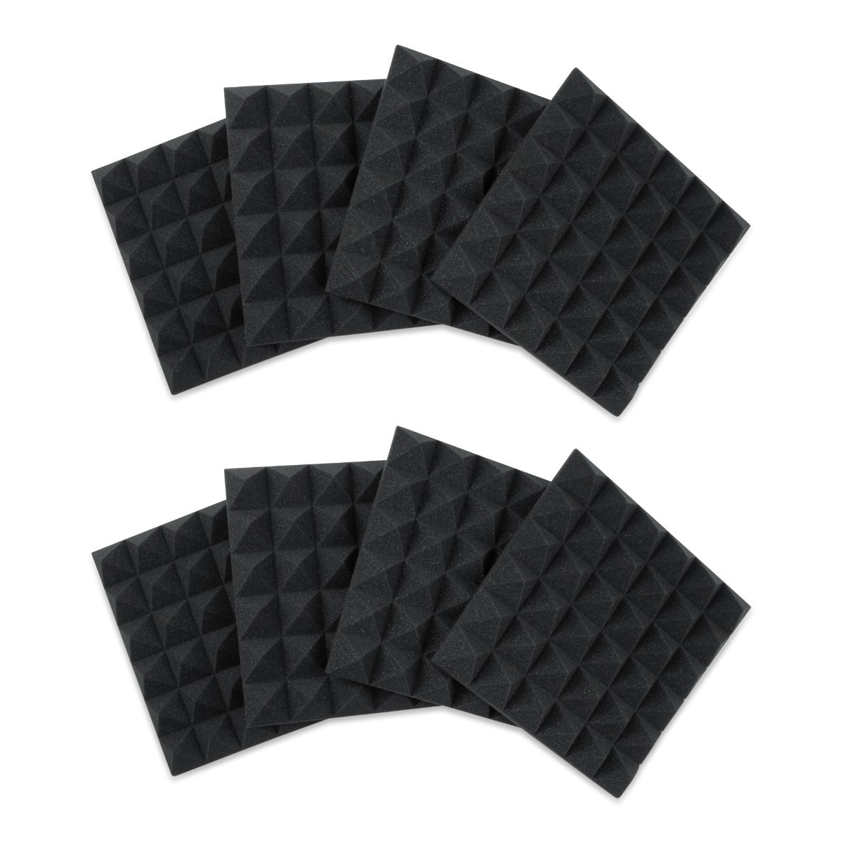 Collective image of the Gator Frameworks 8 Pack of 12x12" Acoustic Pyramid Panels - Charcoal