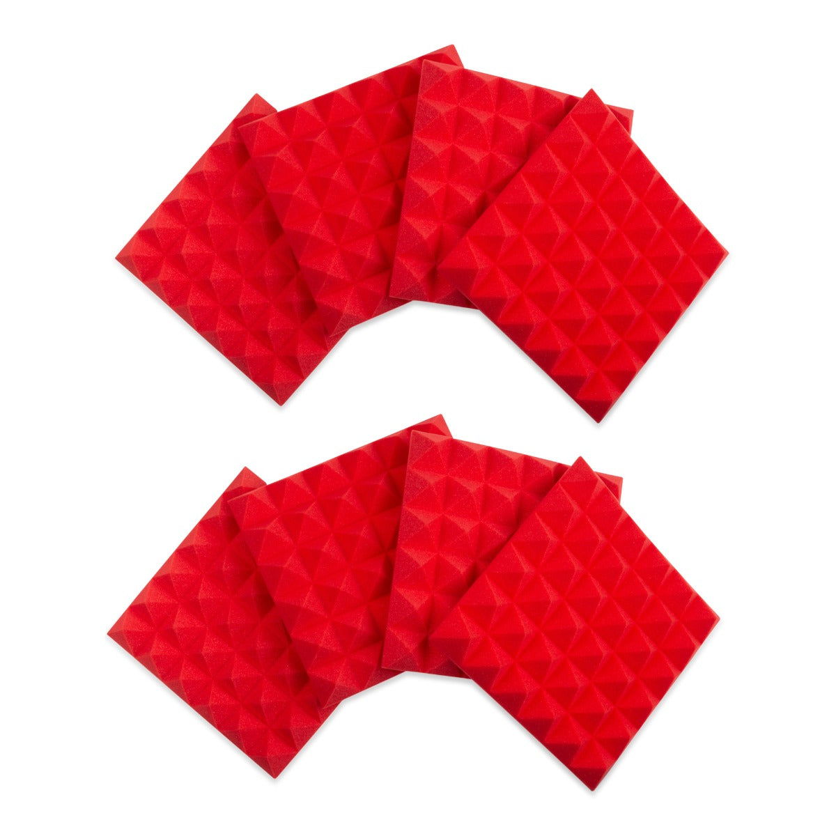 Collective image of the Gator Frameworks 8 Pack of 12x12" Acoustic Pyramid Panels - Red