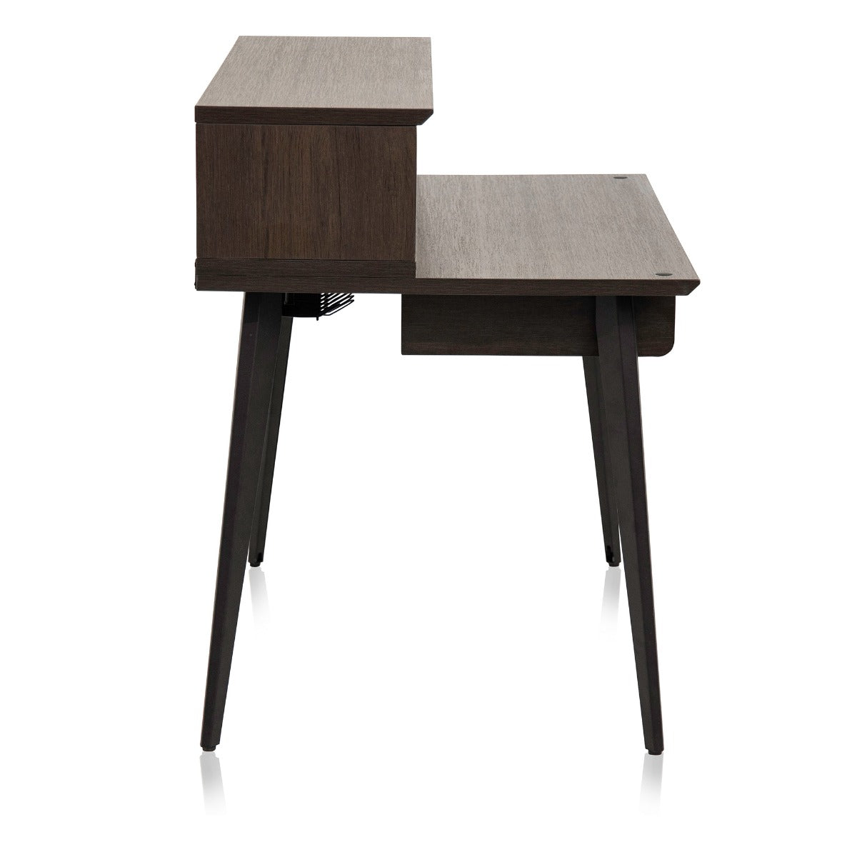 Left side profile of the Gator Frameworks Elite Series Furniture Desk  - Brown